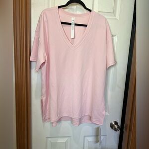 lululemon 14 oversized softstreme ribbed v neck Flush Pink FUSP Pastel Pink